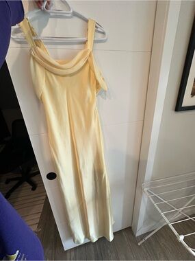 Show Me Your MuMu Pale Yellow Satin Maxi Slip Dress